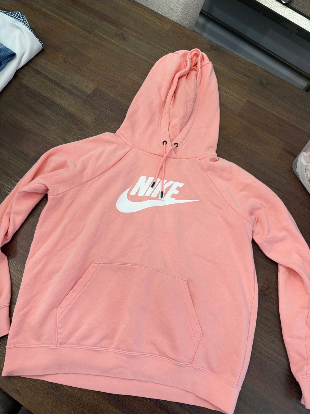 Nike Coral Pink Hoodie with White Swoosh Logo